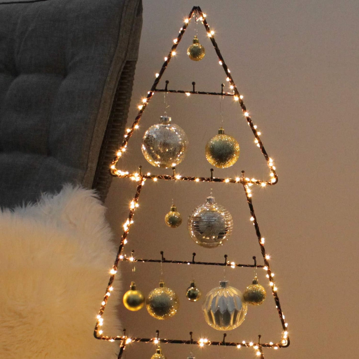 Weihnachtsbaum - Dekobaum, 30 Haken, 6 Ebenen, Metall, 42xH100cm