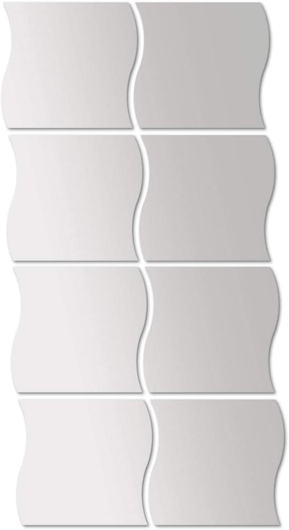 Spiegelfliesen in Wellenform, 8 Stück je 20x20cm