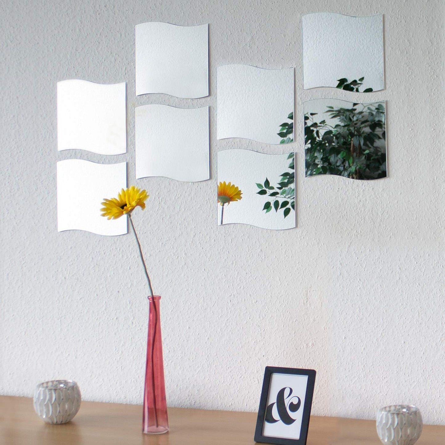 Spiegelfliesen in Wellenform, 8 Stück je 20x20cm