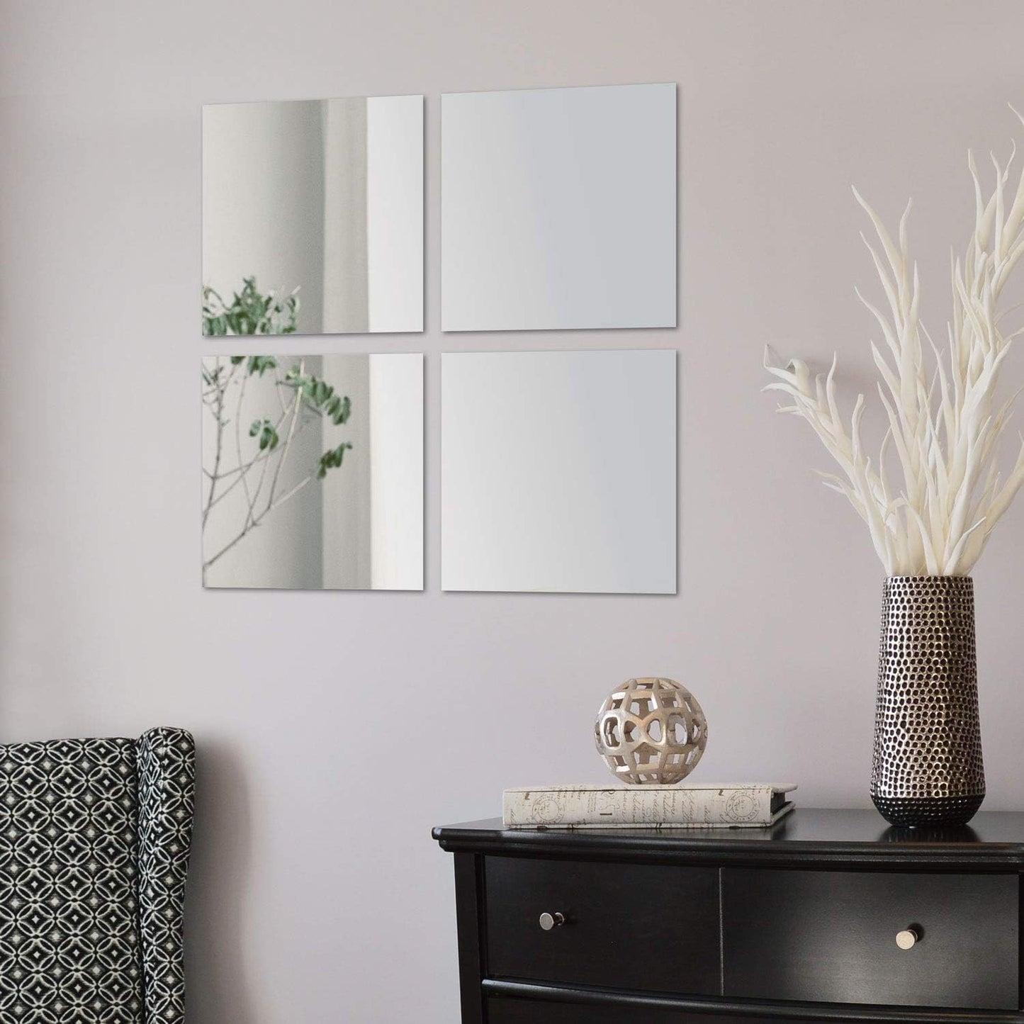 Spiegelfliesen, Spiegelkachel, 4 Stück je 30x30cm