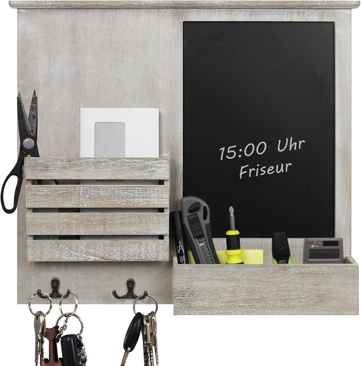 Wandorganizer 'Blackboard' 46,5x52,5x6cm mit Tafel, Ablagen und Metallhaken