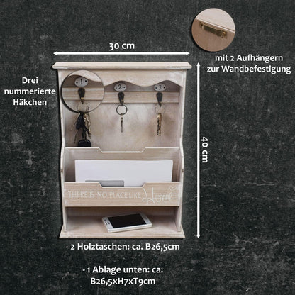 Wandorganizer 'Home' mit Schlüsselbrett und verschiedenen Ablagen, 30x40x10,8cm