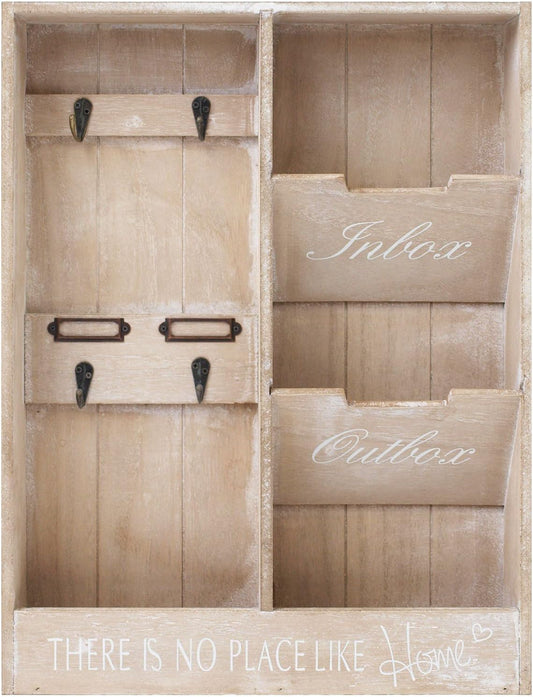 Wandorganizer 'In & Out' mit Schlüsselbrett und 2 Holztaschen, 48x36x7cm